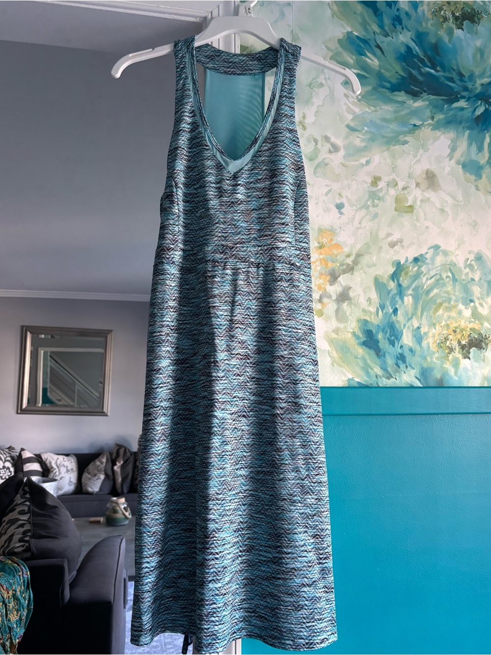Sleeveless Blue Patterned Athletic  Dress